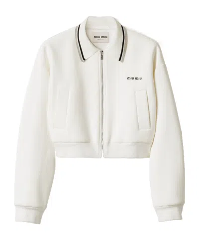 Miu Miu Bonded Piqué And Technical Jersey Blouson Jacket
