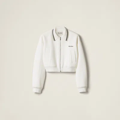MIU MIU BONDED PIQUÉ AND TECHNICAL JERSEY BLOUSON JACKET