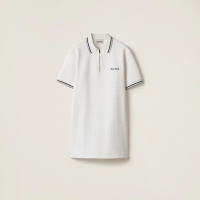 Miu Miu Bonded Piqué And Technical Jersey Dress In White