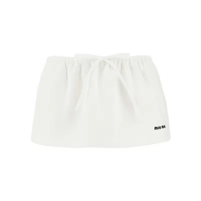 Miu Miu Bonded Piquet Mini Skirt In White