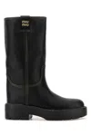 Miu Miu Stylish Leather Boots Featuring Chunky Sole In Black