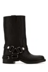 Miu Miu Leather Block Heel Ankle Boots In Brown