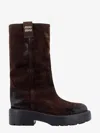 Miu Miu Suede Tall Moto Boots In Brown