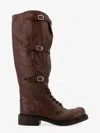 Miu Miu Lace-up Leather Boots In Brown