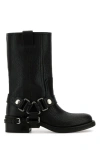 Miu Miu Leather Block Heel Ankle Boots