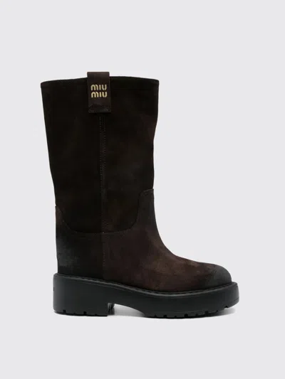 Miu Miu Boots Woman Dark In Brown