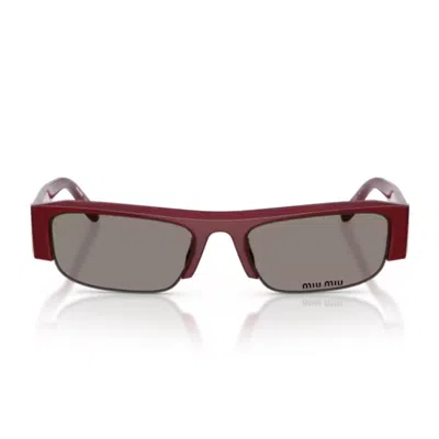 Miu Miu Bordeaux Acetate Rectangular Sunglasses In Brown