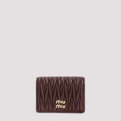 Miu Miu Bordeaux Lamb Leather Wallet In Orange
