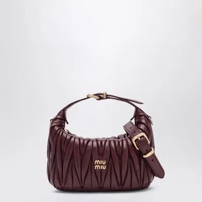 Miu Miu Bordeaux Quilted Nappa Pouch In Burgundy