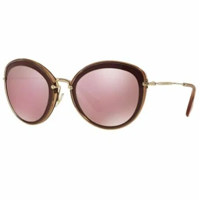 Pre-owned Miu Miu Bordeaux/brown W/pink Mirrored Lens Women Sunglasses Mu50rs-tkw4m2-54