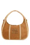 Miu Miu Borsa A Mano In Pelle Scamosciata Beige  Donna