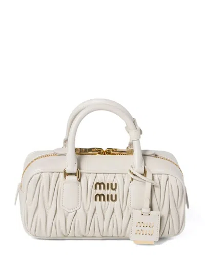 Miu Miu Arcadie Regular Matelassé Nappa Leather Bag In White