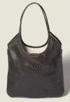 Miu Miu Ivy Leather Shoulder Bag In Brown
