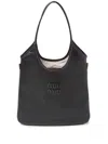Miu Miu Ivy Leather Tote Bag In Black