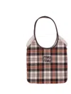 Miu Miu Embroidered Fabric Shopping Bag In Brown