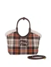 Miu Miu Embroidered Fabric Ivy Handbag In Brown
