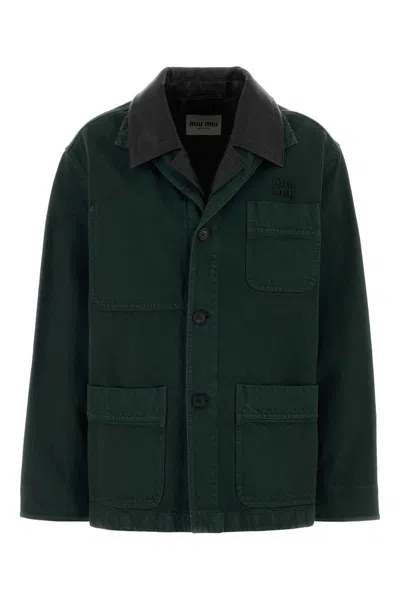 Miu Miu Bottle Green Denim Jacket
