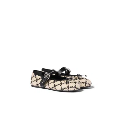 Miu Miu Bouclé Check Ballerinas In Black