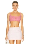 Miu Miu Button-front Knitted Crop Top In Rosa