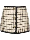 Miu Miu Embroidered Wool Blend Mini Skirt In Nude & Neutrals