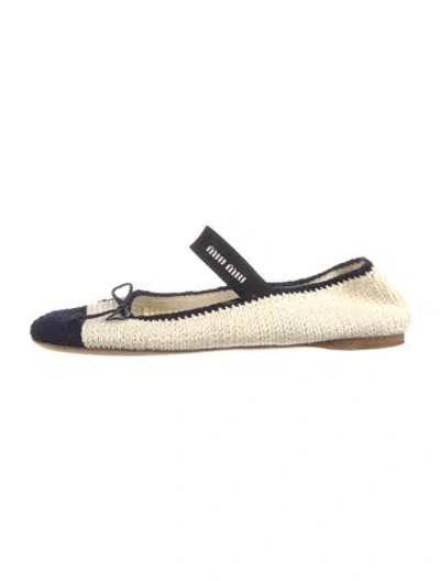 Pre-owned Miu Miu Bow Accents Ballet Flats In Neutrals
