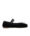 Miu Miu Bow-detailed Slip-on Satin Ballerina Shoes In Black