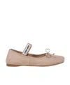 Miu Miu Logo-printed Bow Detailed Ballerina Shoes In Brown