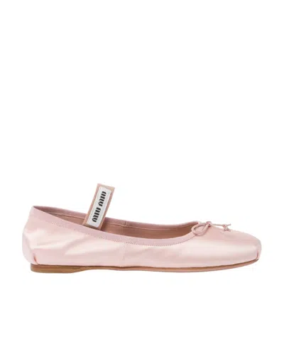 MIU MIU MIU MIU BOW-DETAILED SLIP-ON SATIN BALLERINA SHOES