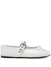 Miu Miu Buckle And Bow Ballet Flats Flat Shoes White In Purple