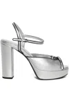 Miu Miu Bow-detail Platform Leather Sandals In Silver