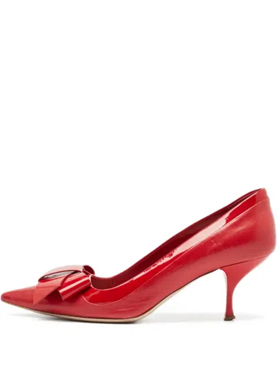 Pre-owned Miu Miu Bow-detail Pointed-toe Pumps