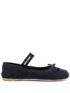 Miu Miu Bow-detail Suede Ballerina Shoes In Blue