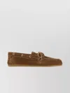 Miu Miu Camel Suede Loafers In Brown