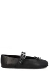 Miu Miu Buckle And Bow Ballet Flats Flat Shoes Black In Nero