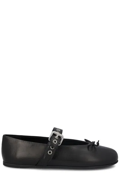Miu Miu Bow-detailed Flat Shoes In Nero