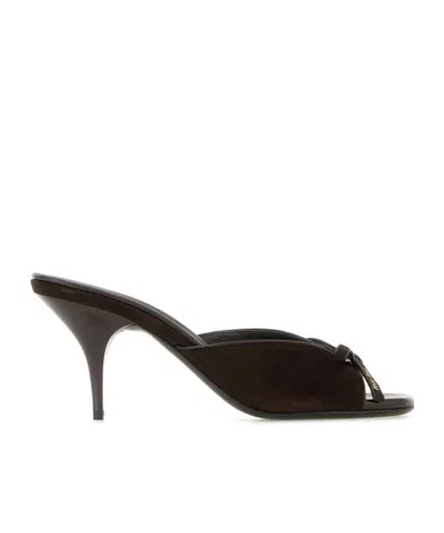 Miu Miu Bow-detailed Sandals In Brown