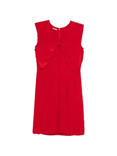 Pre-owned Miu Miu Bow Detailing Dress In Red