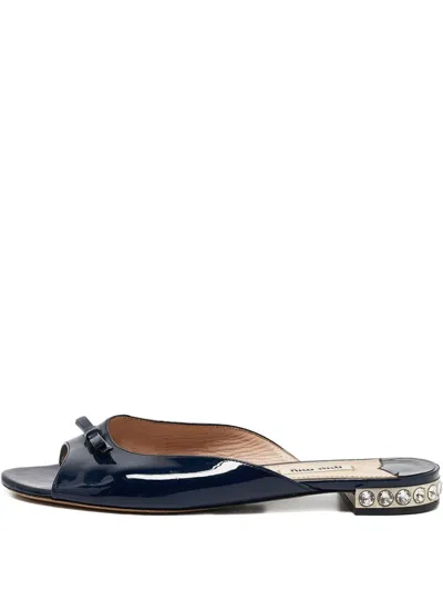 Pre-owned Miu Miu Bow-detailing Slides