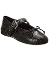 Miu Miu Leather Mary Jane Ballerina Flats In Black
