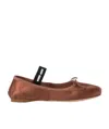 Miu Miu Satin Ballerinas In Brown