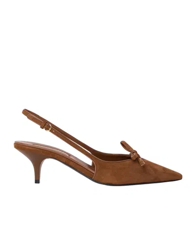 Miu Miu Bow Lowheel Sandals In Brown