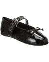 Miu Miu Leather Mary Jane Ballerina Flats In Black