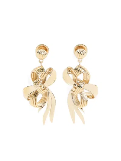 Miu Miu Drop Earrings With Knot Detail And Polish In Gold