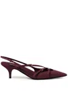 Miu Miu Slingback Deep Purple In Patent Leather With Buckles Women In Burgundy