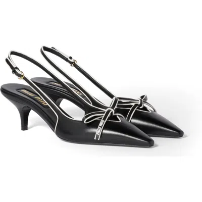 MIU MIU MIU MIU BOW SLINGBACK KITTEN HEEL PUMP