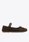 Miu Miu Suede Ballerina Flats In Brown