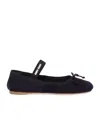 Miu Miu Satin Ballet Flats In Blue