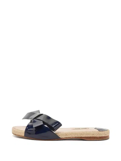 Pre-owned Miu Miu Bow-detail Espadrilles In Blue