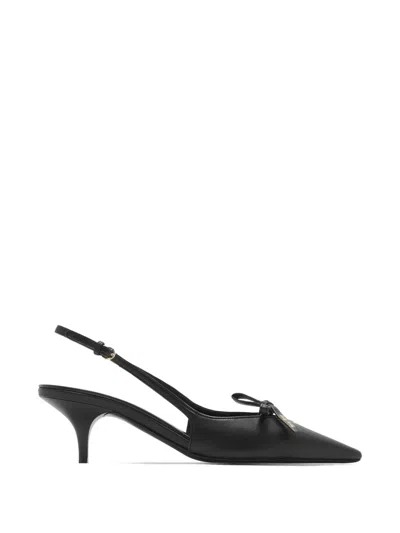 Miu Miu Chic Leather Kitten Heel Pumps With Buckle In Black