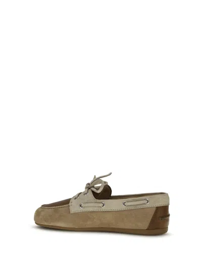 Miu Miu Multicolor Leather And Suede Loafers In Neutral